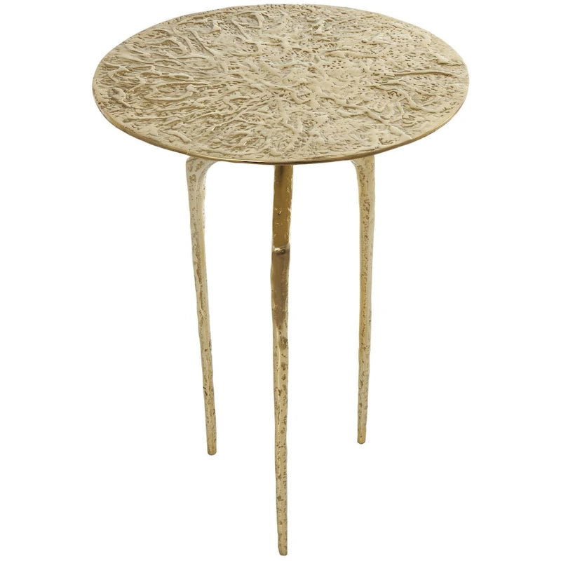 Aluminum Metal Geometric Slim Textured Side End Accent Table