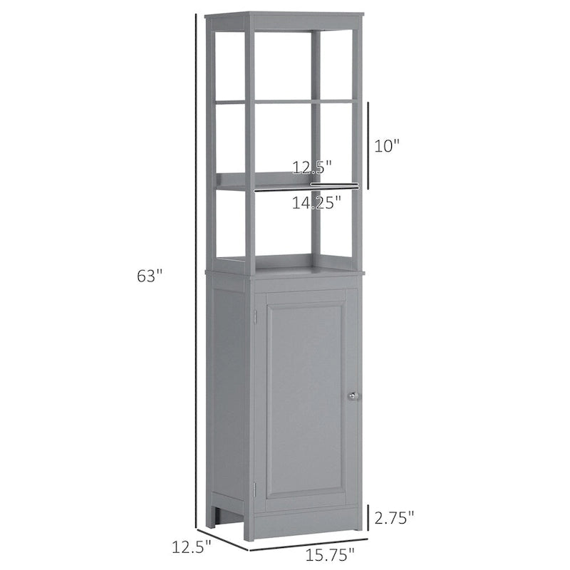 Freestanding Tall Bathroom Storage Cabinet with Open Shelf and Door