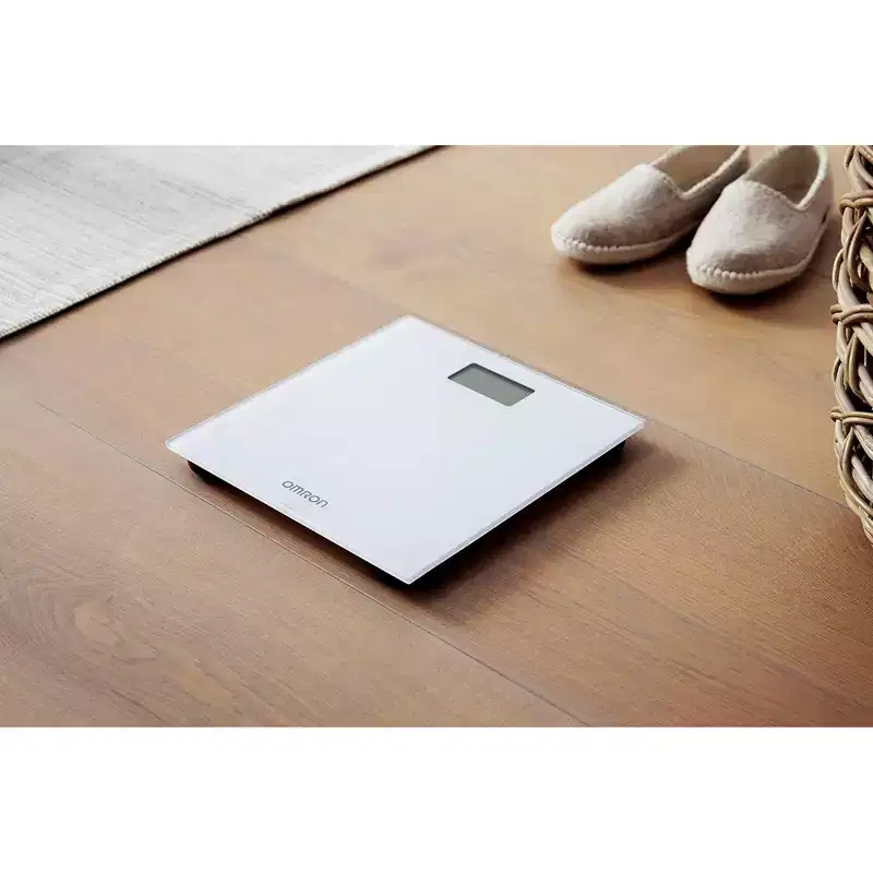 Omron 330-Lb. Capacity Digital Bathroom Scale with Bluetooth, LED Display, Omron App, FSA/HSA Eligible, Tempered Glass