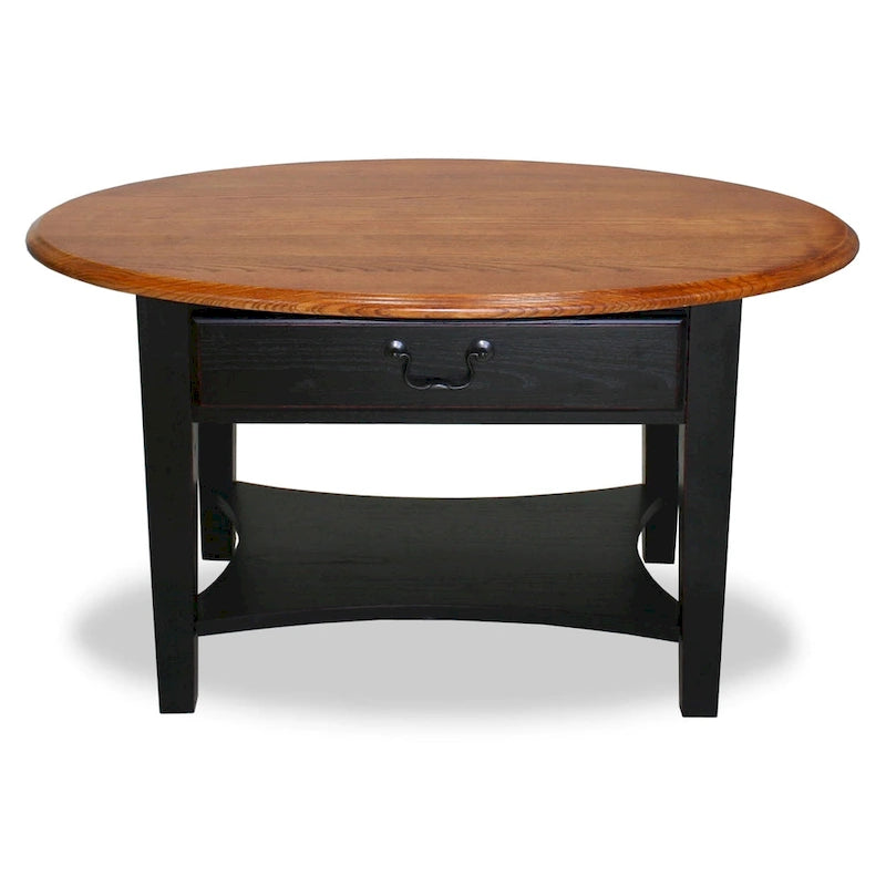 One Drawer Oval Coffee Table with Shelf