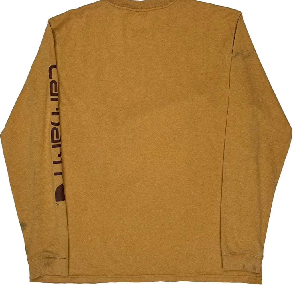 Long Sleeve T-Shirt Women Yellow Cotton Crew Neck Casual Large