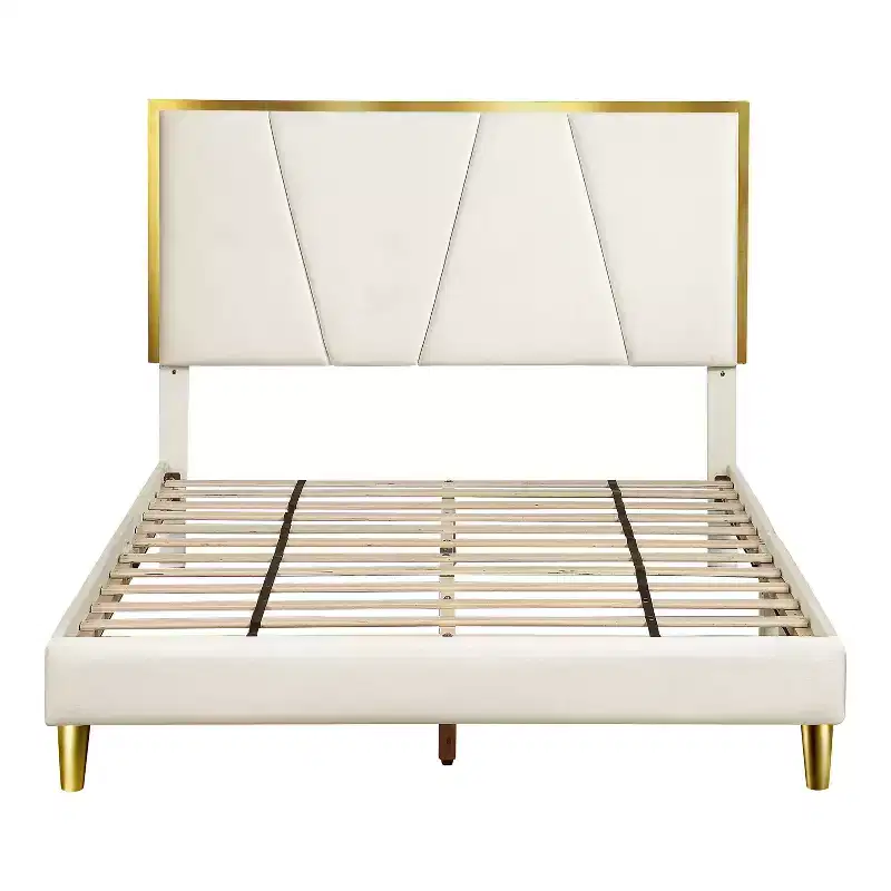 Full Kealoa Glam Fully Upholstered Bed Beige - HOMES: Inside + Out