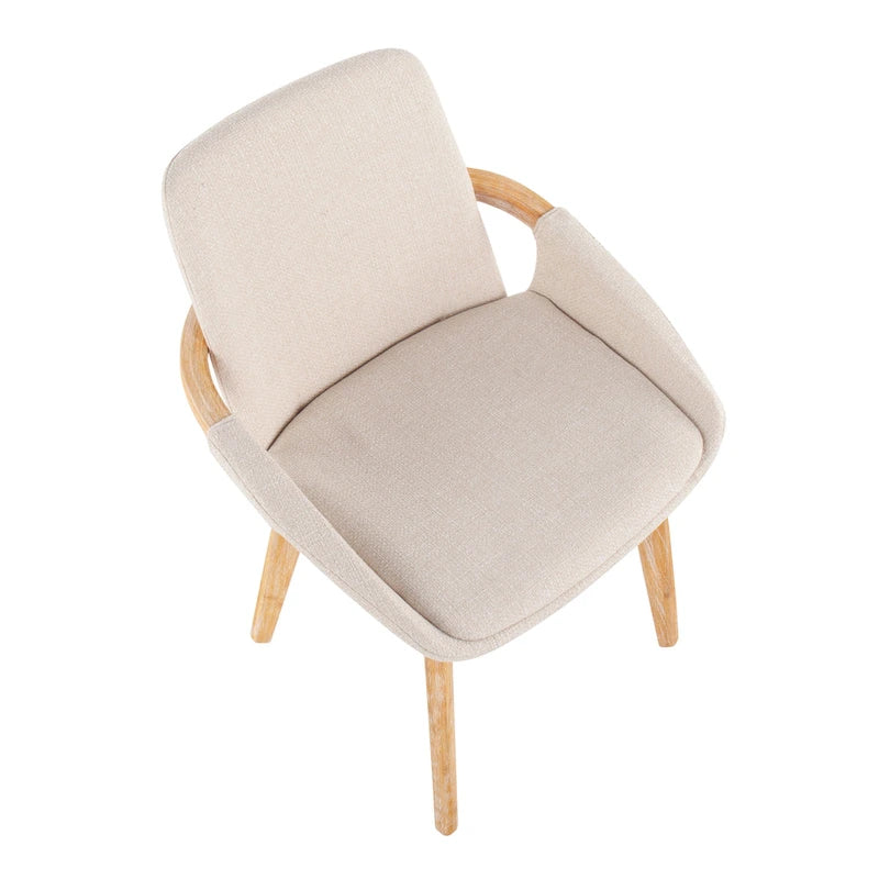 Mid-Century Upholstered Dining Chair with Natural Wood Arms and Legs