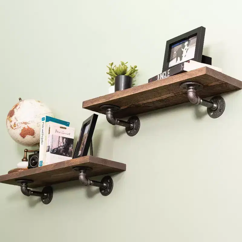 RESTORE Sunset Brown 24 in. Shelves with L-Shaped Brackets by Pipe Decor