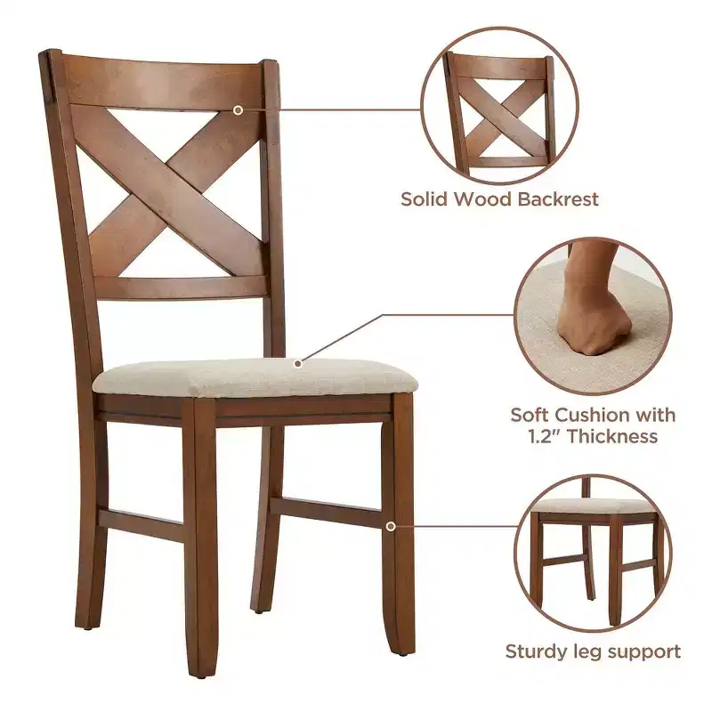 EROMMY Set of 2 Upholstered Solid Wood Side Chairs