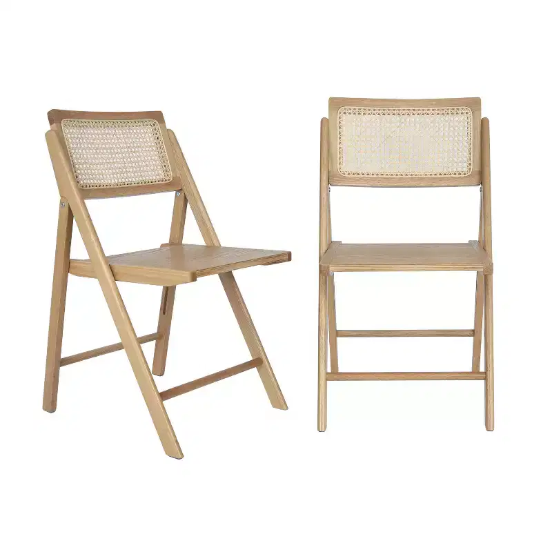 Merrick Lane Set of 2 Cane Rattan Folding Chairs