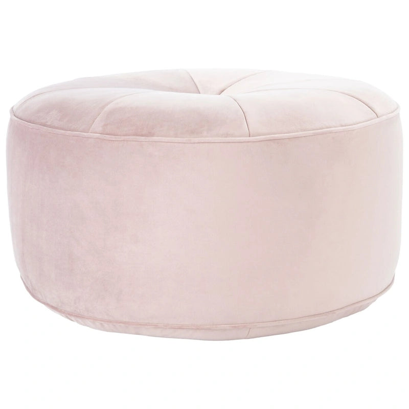 Round Velvet Pouf Ottoman �� Plush Seating Accent