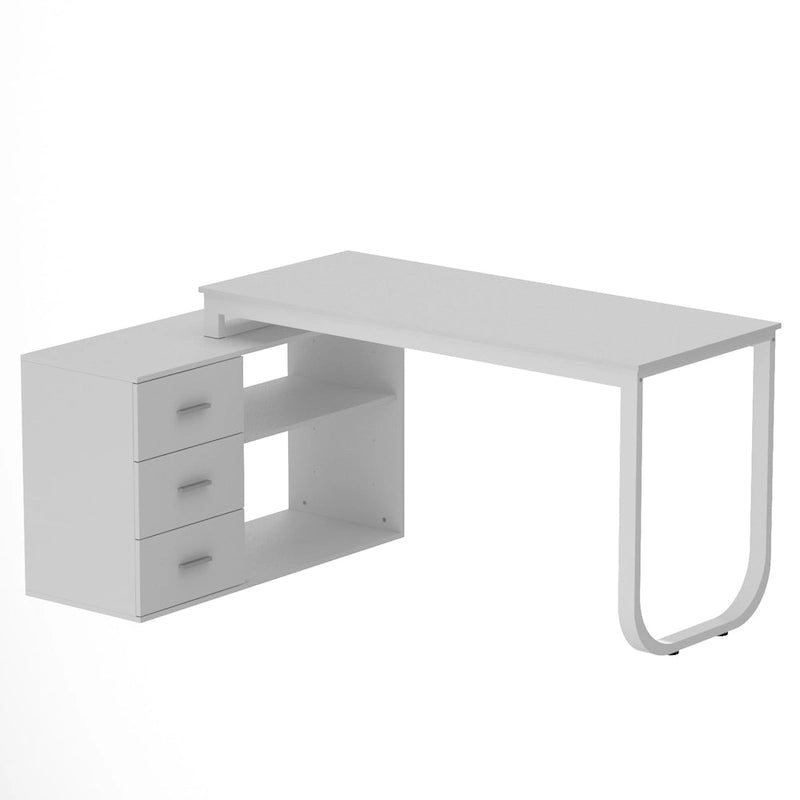 55-inch L Shaped Office Computer Desk with Drawers