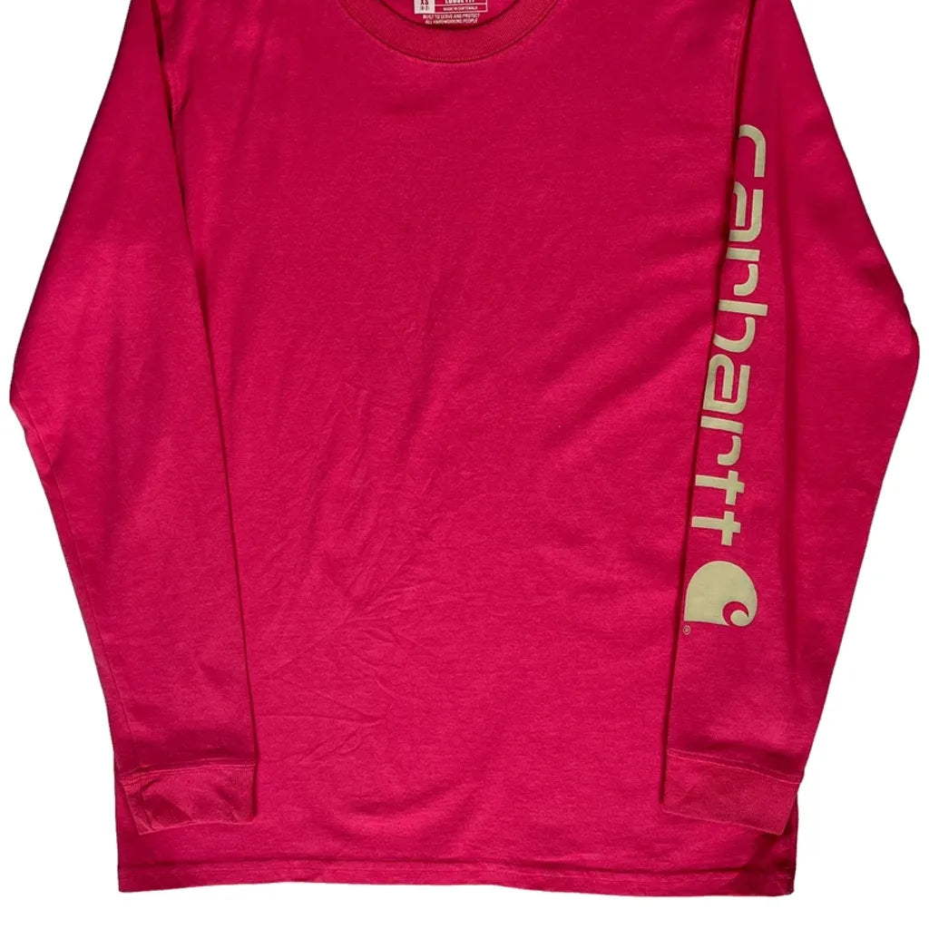 Women's Crew Neck Long Sleeve T-Shirt XS Pink Cotton Casual Top