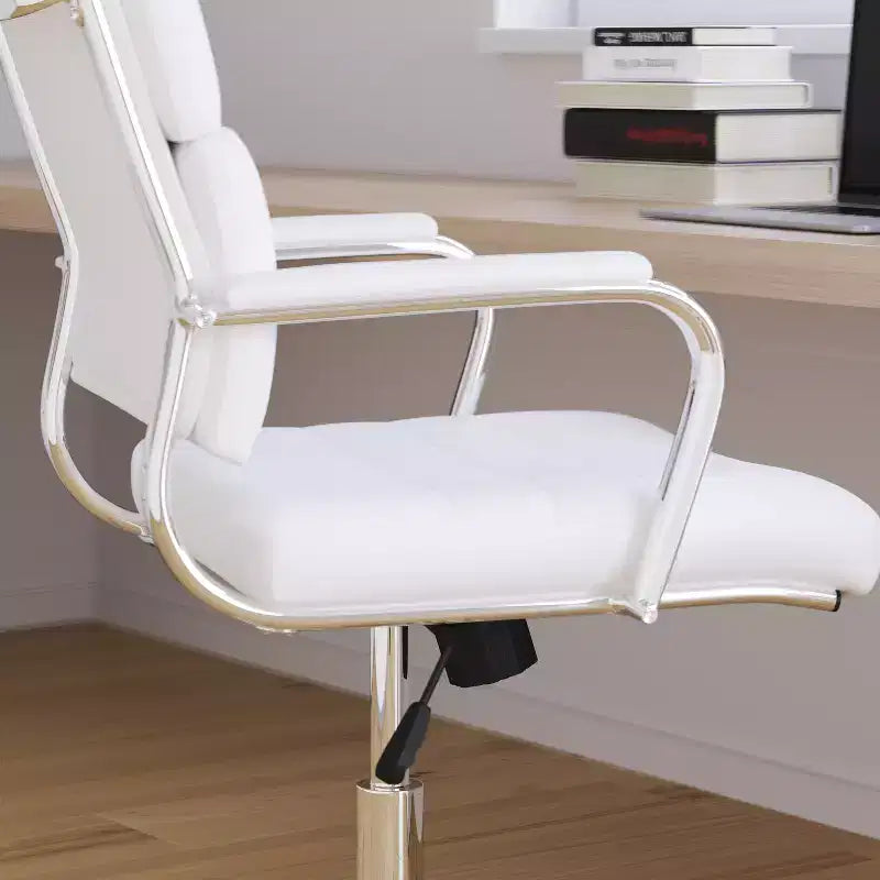 High Panel-Back Ergonomic Executive Office Chair with Padded Metal Arms, 360�� Swivel