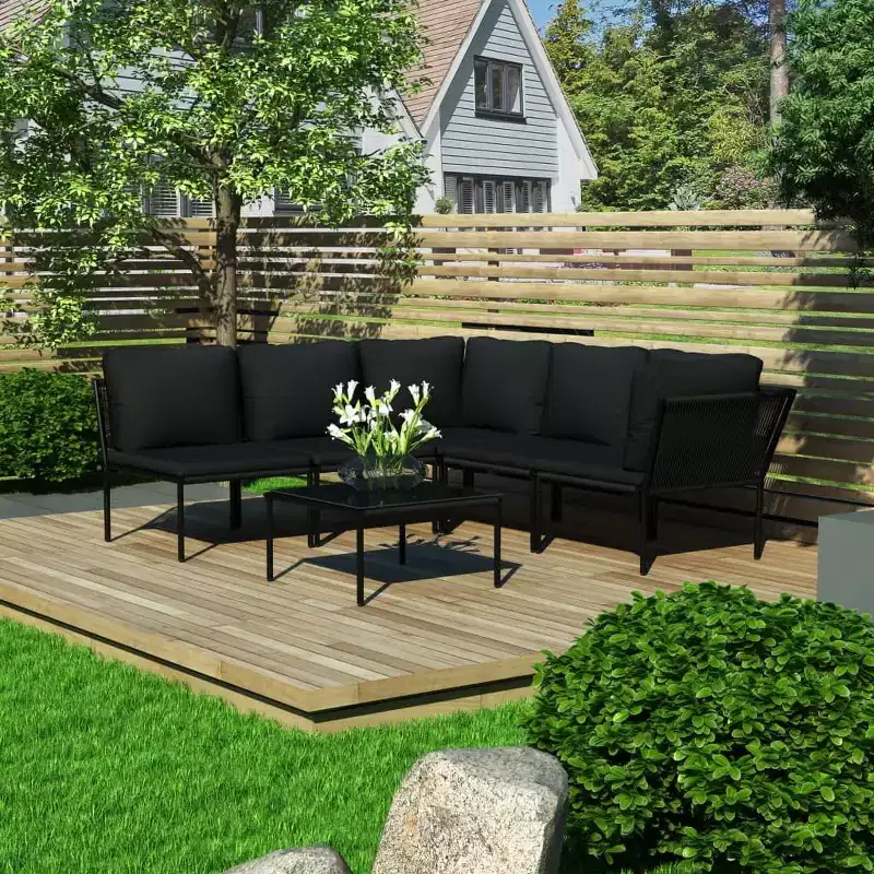 vidaXL Patio Lounge Set Patio Furniture Set Table and Chair Set Black PVC