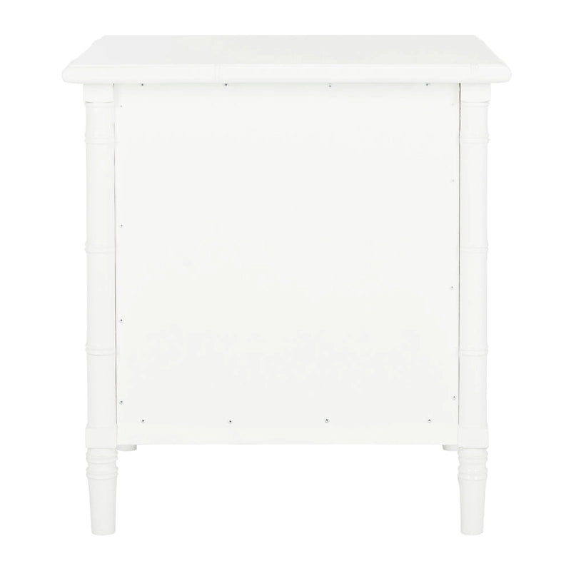Modern Coastal 3-Drawer Nightstand with Bamboo-Style Frame & Gold Pulls