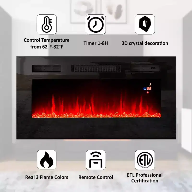 AMERLIFE Modern Highgloss Fireplace Entertainment Center Set