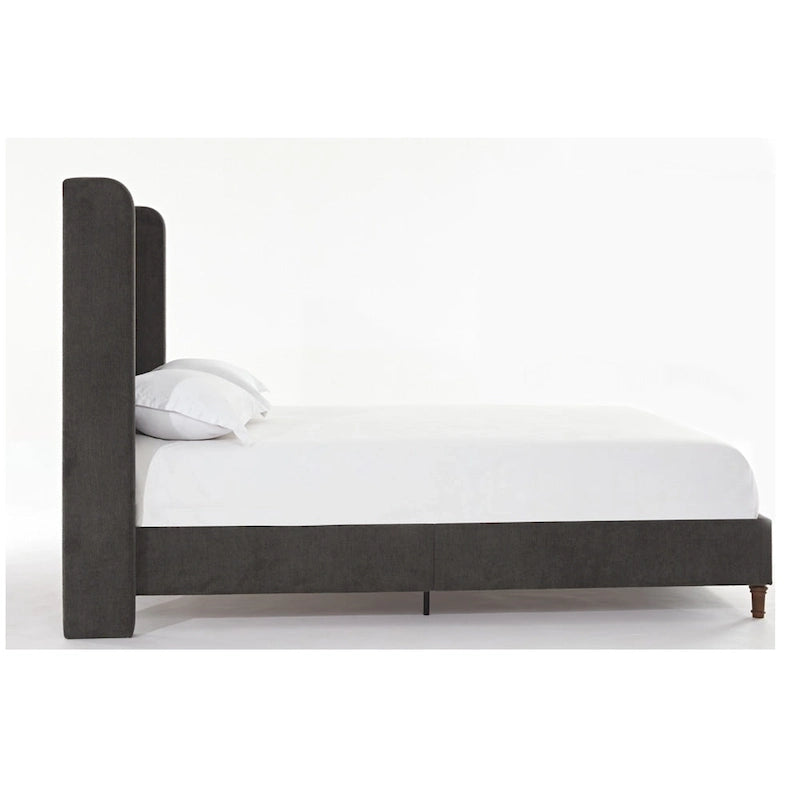 Tall Wingback Boucle Upholstered Bed Frame with Wooden Slat Base