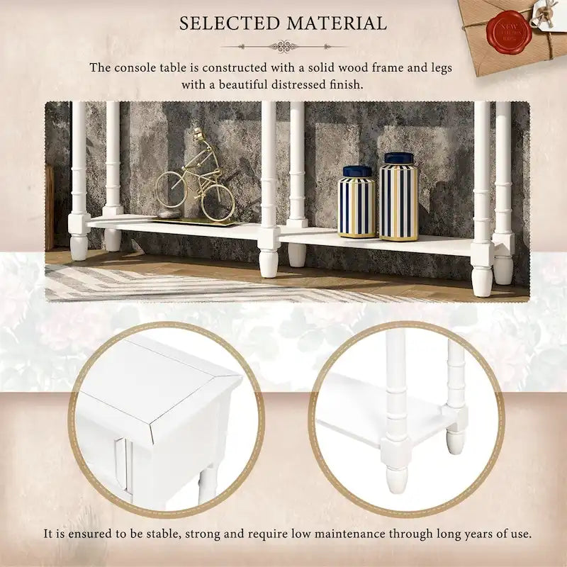 2-Drawer Console Table with Bottom Shelf