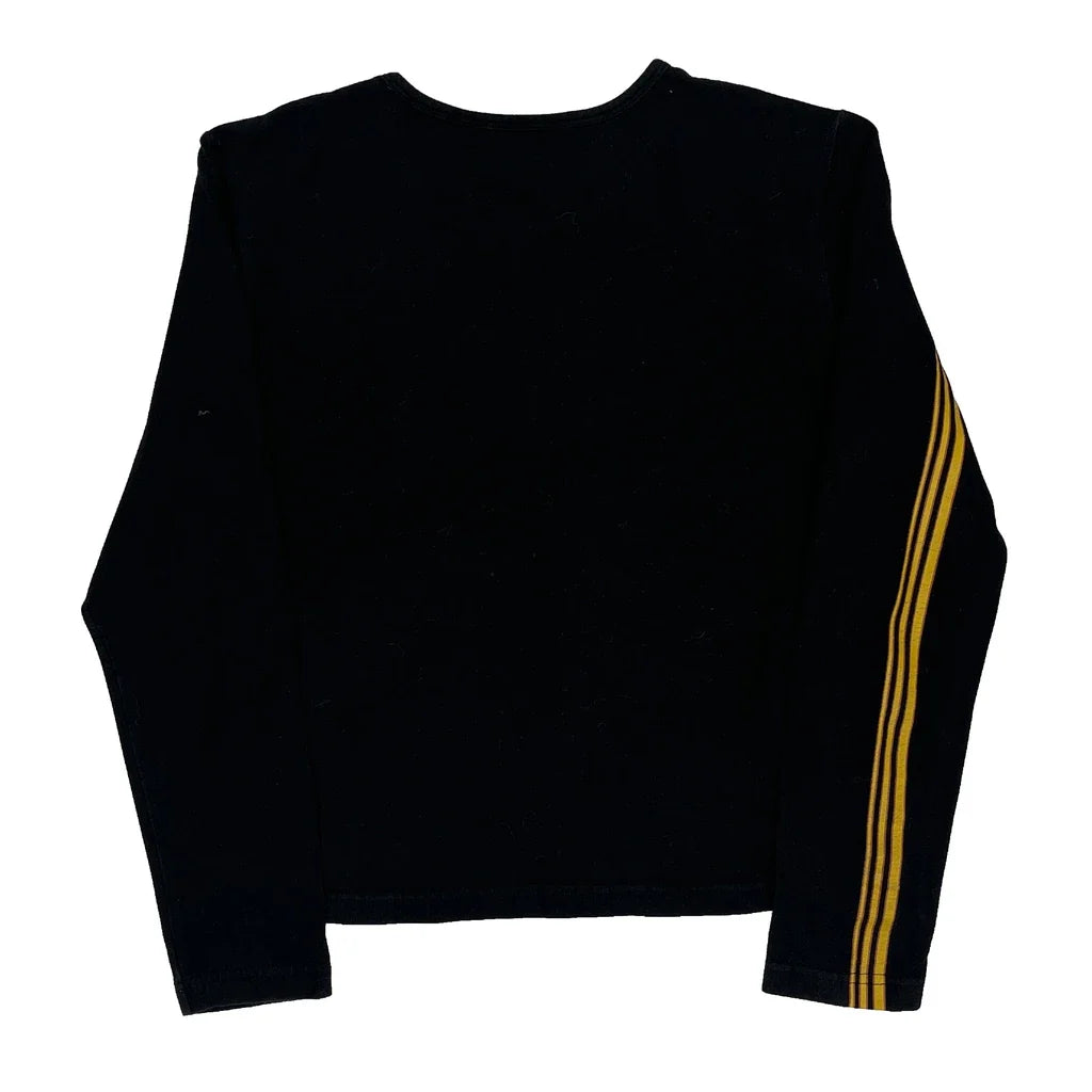 Striped Long Sleeve T-Shirt Large Black Cotton
