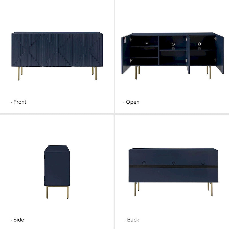 Modern 58 Wide Sideboard with Cable Management & Adjustable Feet