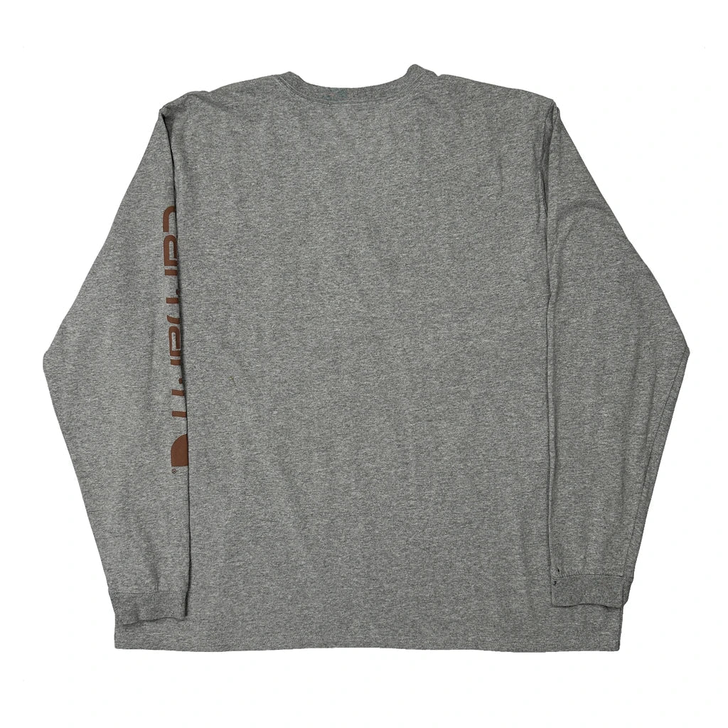 Loose Fit Long Sleeve T-Shirt - 2XL Grey Cotton