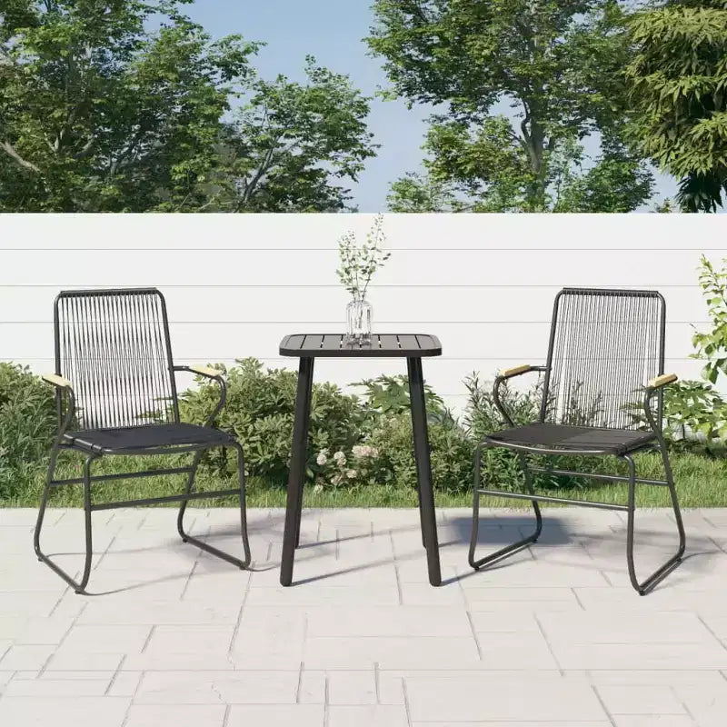 vidaXL Patio Chairs 2 pcs Black 22.8x23.2x33.7 PVC Rattan