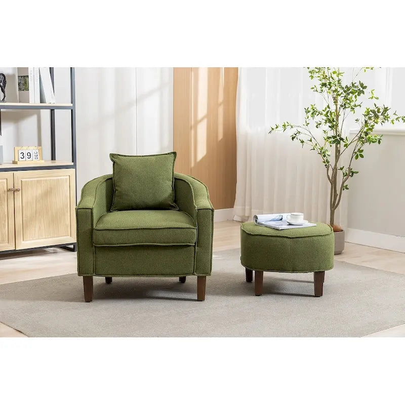 Mid-Century Modern Club Accent Chair with Tufted Back and Round Arms