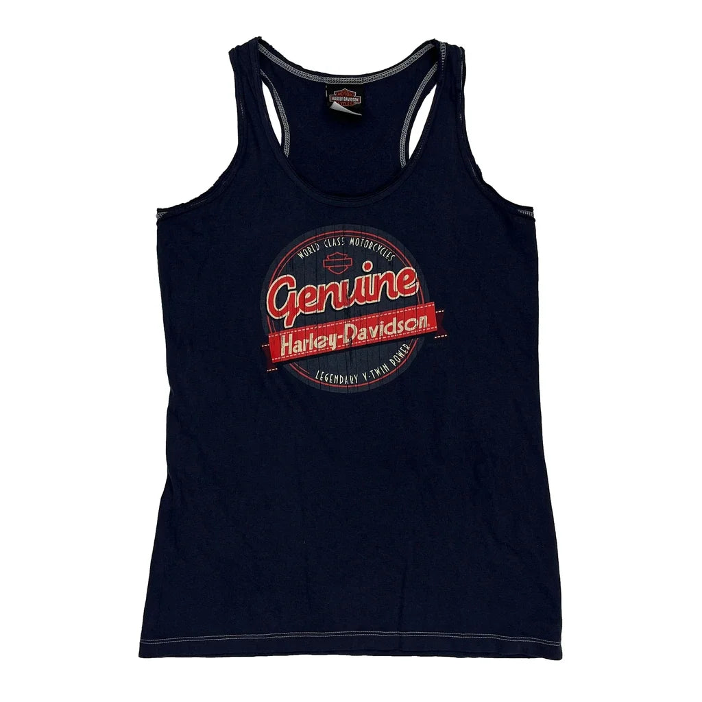 Women's Navy Cotton Sleeveless Vest Regular Fit Round Neck Small