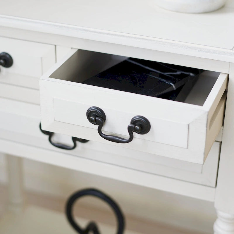 3-Drawer Console Table with Open Bottom Shelf
