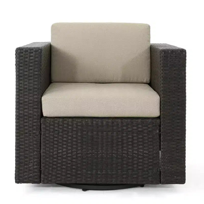 Christopher Knight Home Puerta Outdoor Wicker Swivel Club Chair with Water-Resistant Cushions