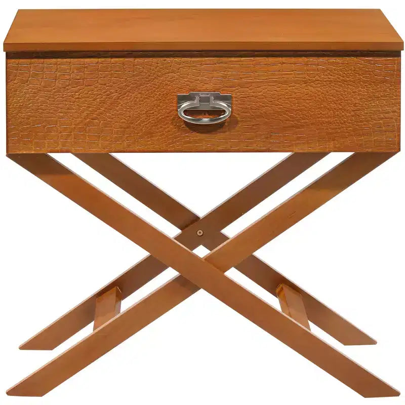 X Frame 1-Drawer Nightstand with Textured Drawer Front