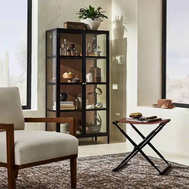 60 Crystal Cove Glass Cabinet Black - Threshold邃｢ designed with Studio McGee