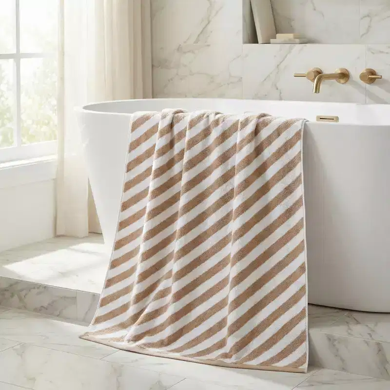 REGALWOVEN Striped Pure Cotton, Absorbent and Quick Dry Bathroom Towel for Bathroom