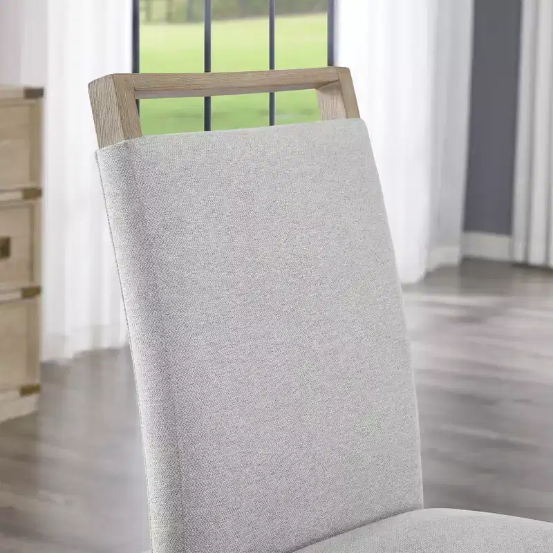 Roundhill Furniture Zelalle Upholstered Dining Chairs, Light Gray Fabric with Rubberwood Legs, Set of 2
