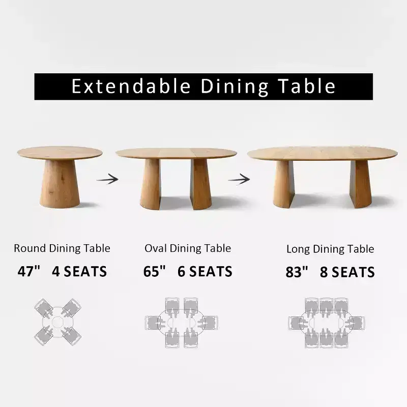 Expandable Round to Oval Dining Table Set with 4 Velvet Armchairs, Modern Pedestal Design, Seats Up to 8 People-Panipeachy