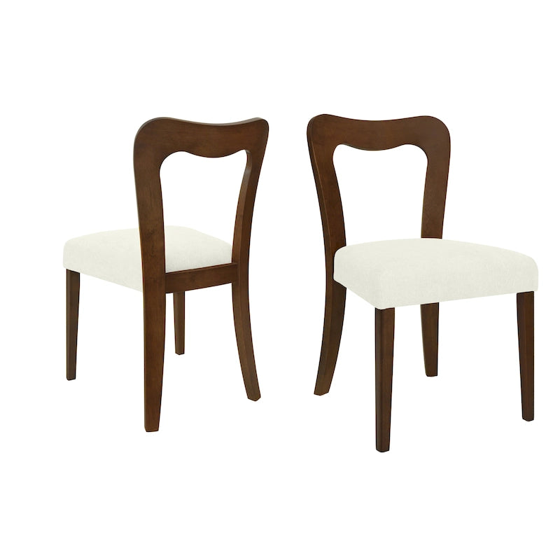 Modern Upholstered Dining Chair Set of 2 with Open-Back Design