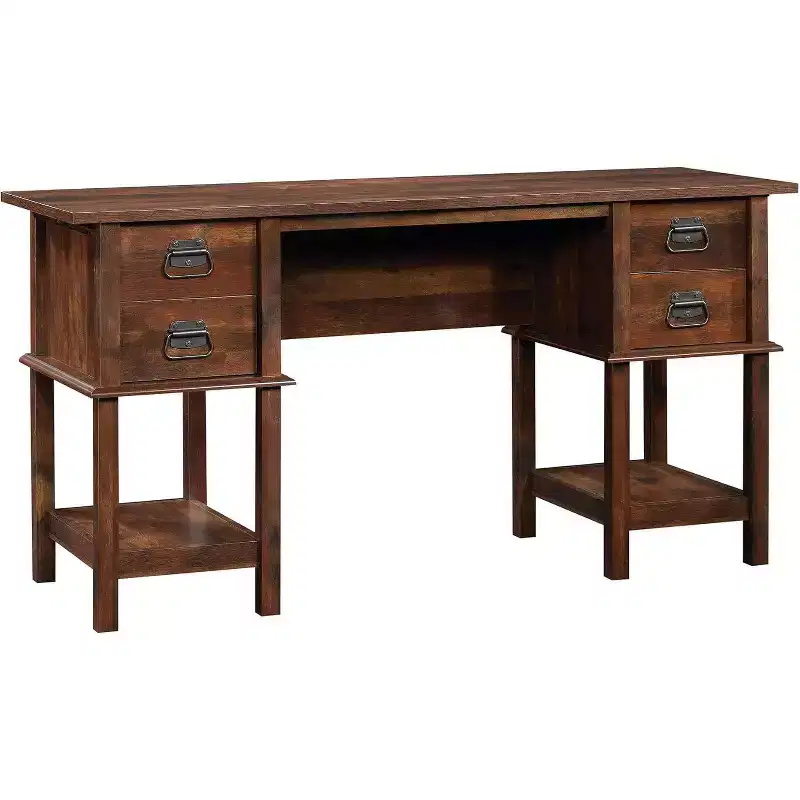 HomeStock 30.04 in.H Brown Color Wood Executive Desks with All Purpose Drawer