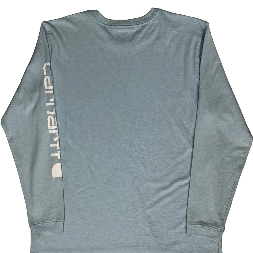 Long Sleeve Crew Neck T-Shirt Women Light Blue Cotton Regular Fit