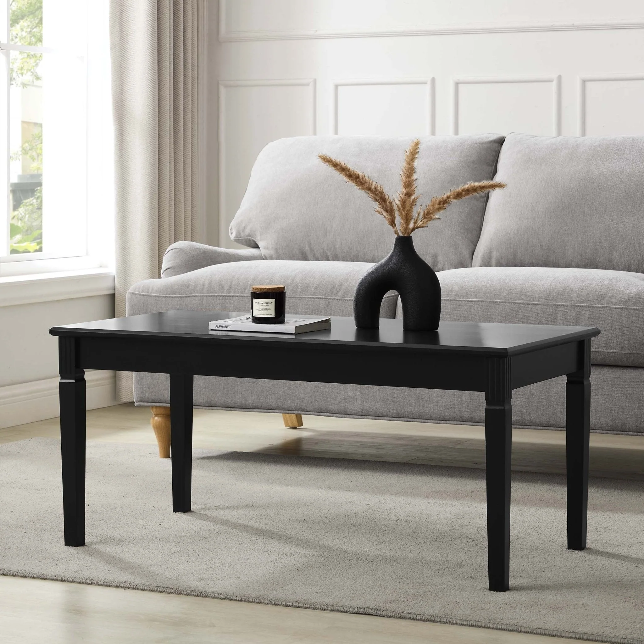 Classic Black Painted Coffee Table with Clean Lines for Living Room