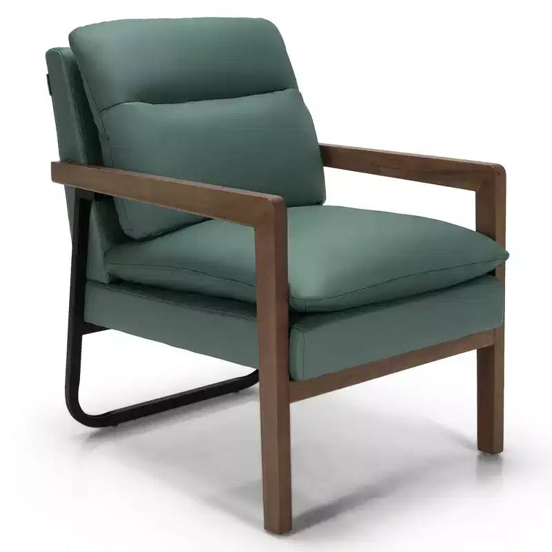 Modern Upholstered Accent Armchair with Rubber Wood Legs
