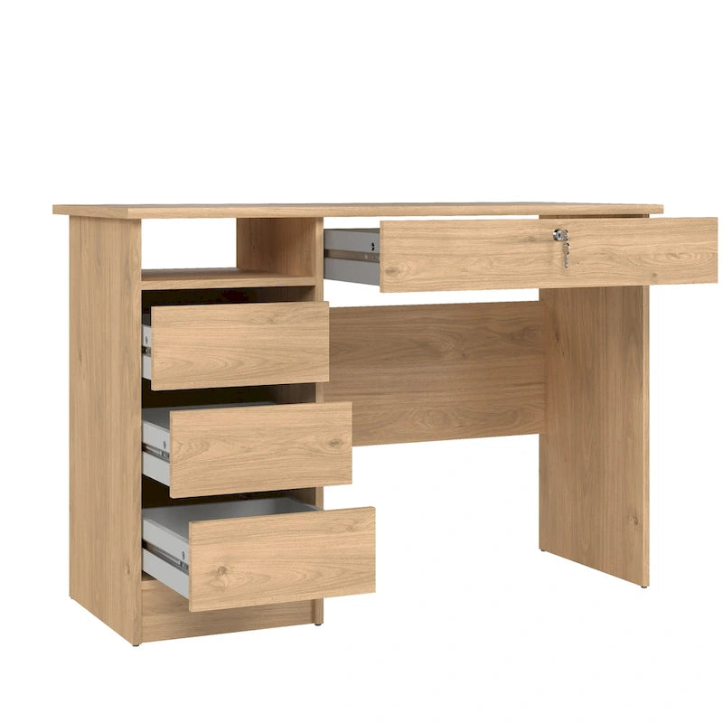 Home Office Writing Desk with 4 Drawers and Open Shelf