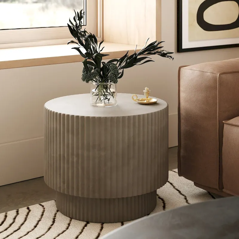 Grey Concrete Round End Table