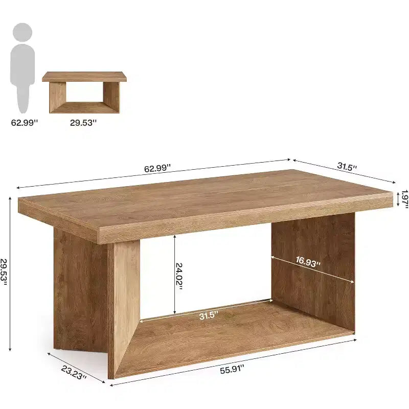Lantine 63-Inch Executive Desk, Office Computer Desk with Heavy Duty Pedestal, Farmhouse Workstations Writing Table for Home Office, Rustic Brown