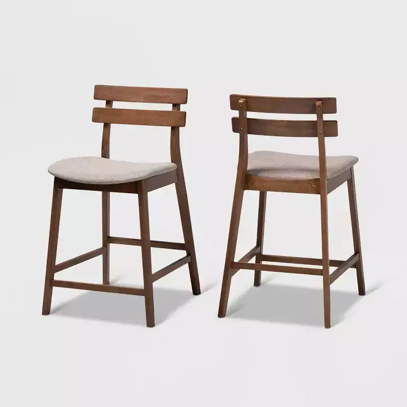 Set of 2 Larine Wood Counter Height Barstools - Baxton Studio