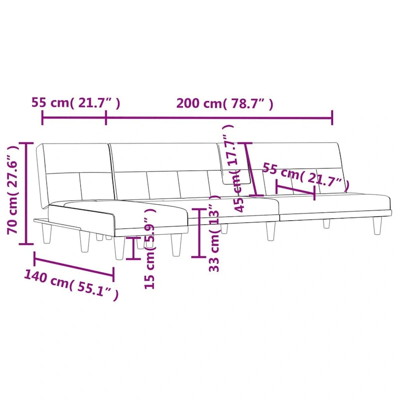 L-shaped Sofa Bed Dark Gray