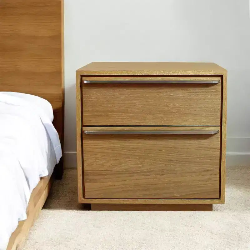 HomeRoots 24 Natural Solid and Manufactured Wood Two Drawer Nightstand