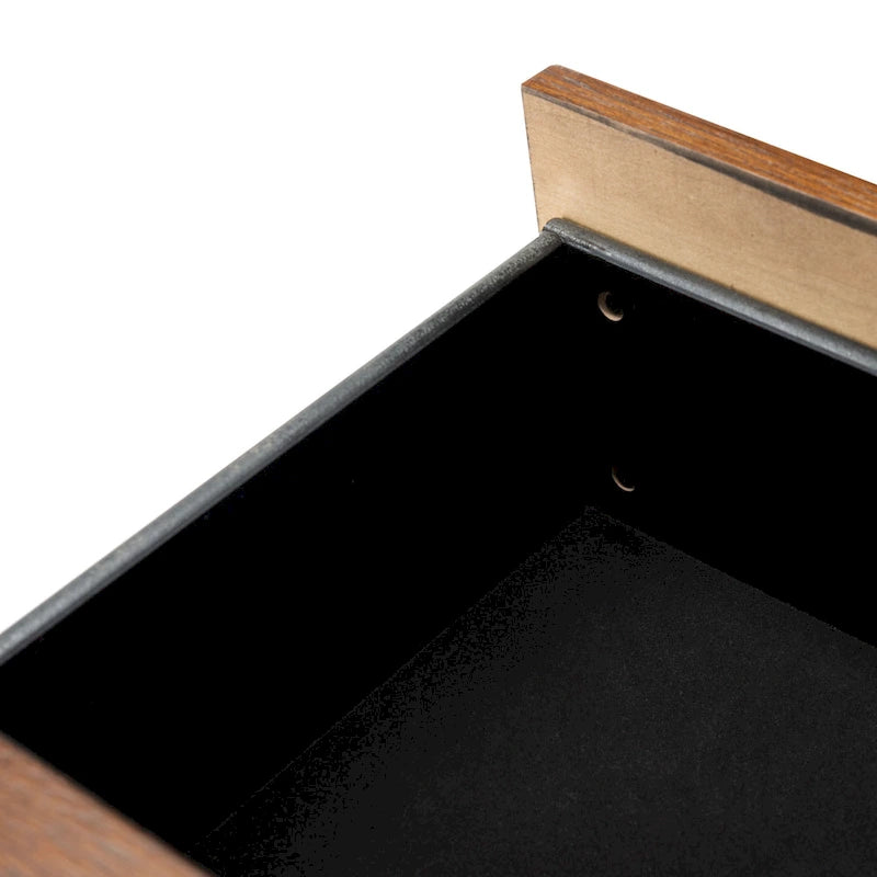 2-Drawer Nightstand with Brass Legs & Contrast Finish