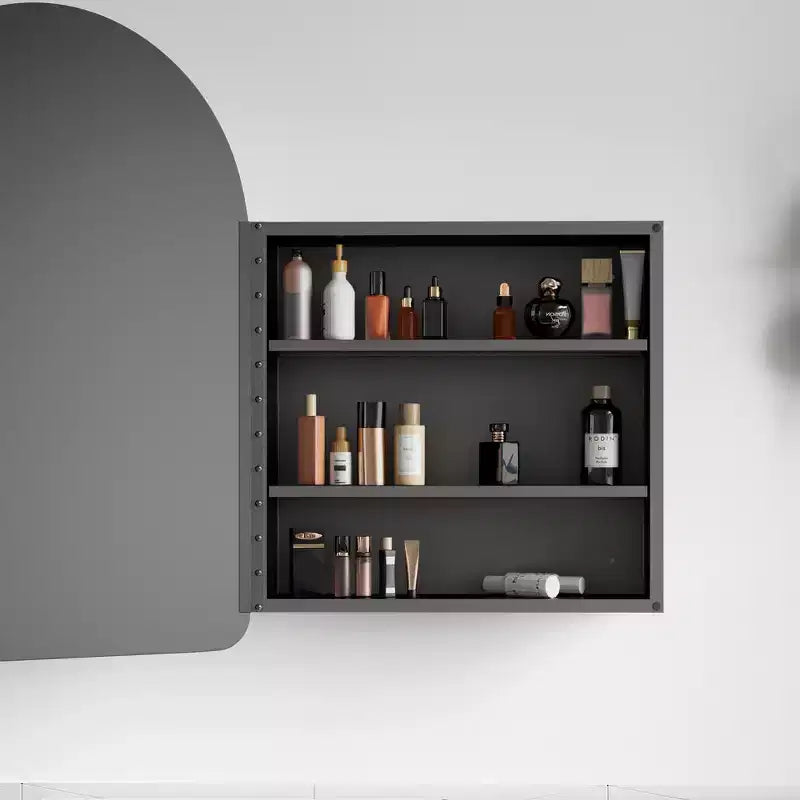 PexFix Arched Metal 36x24 Recessed/Surface Mount Medicine Cabinet with Mirror Black