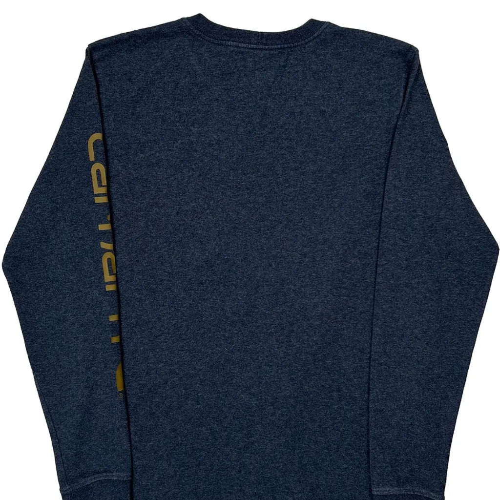 Long Sleeve T-Shirt Small Blue Cotton Crew Neck Regular Fit Women