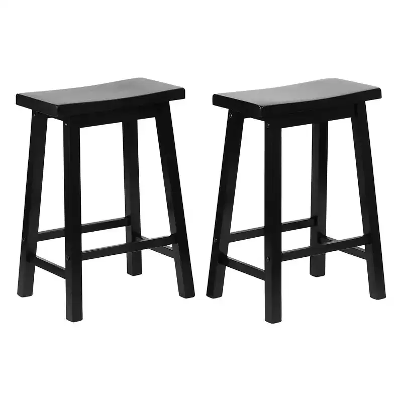 24-Inch Saddle Seat Backless Counter Stools Set of 4 - Black