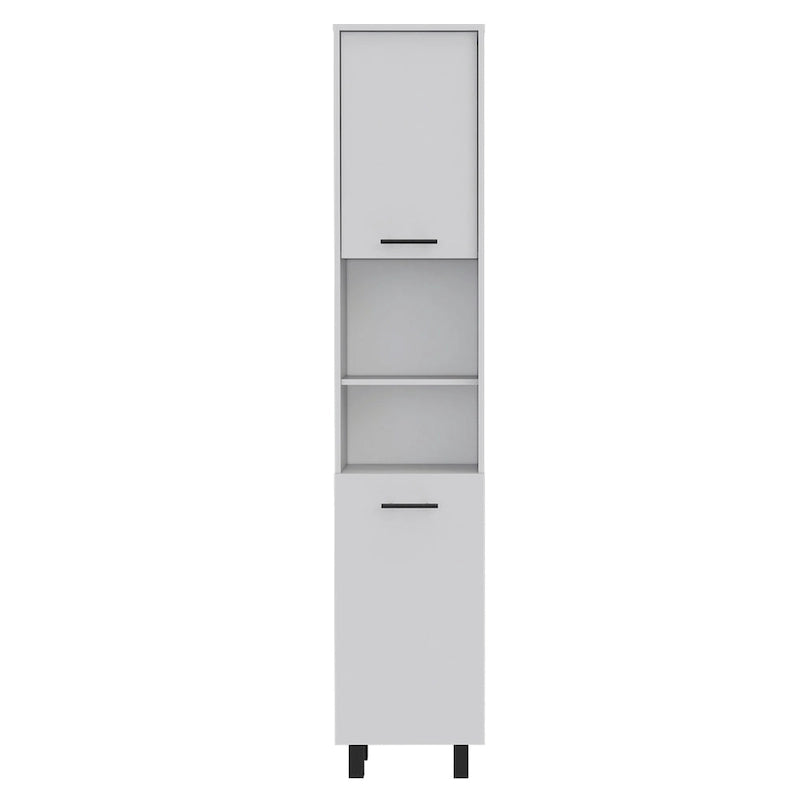 Kitchen Pantry with 2 Cabinets and 2 Open Shelves, Aluminum Handles and Hinges