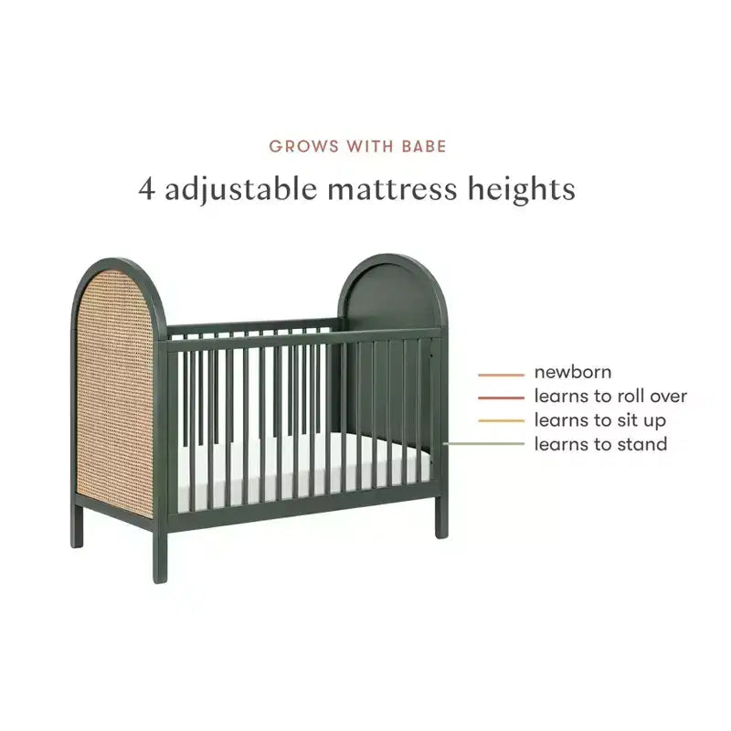 Boho Cane 3-in-1 Convertible Crib with Toddler Bed Conversion Kit