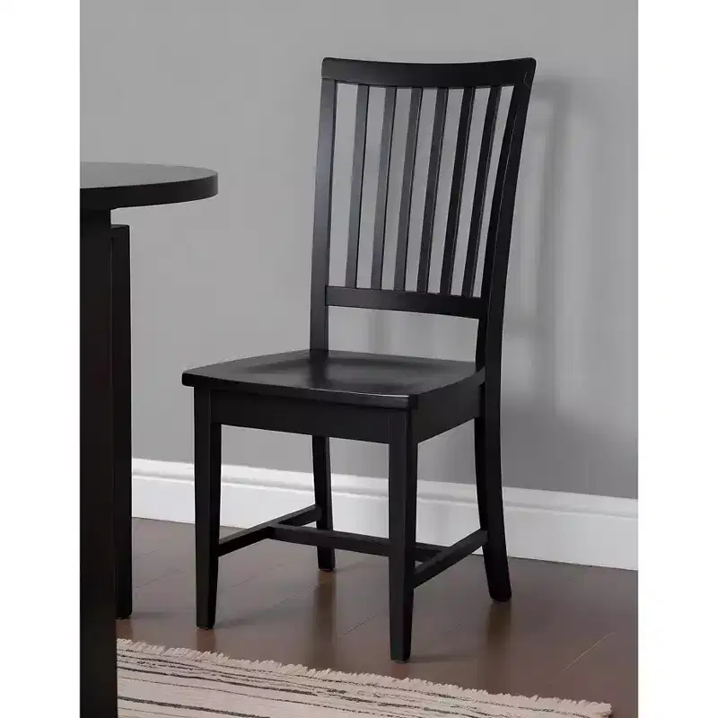 Black Wood Slat Back Dining Side Chair